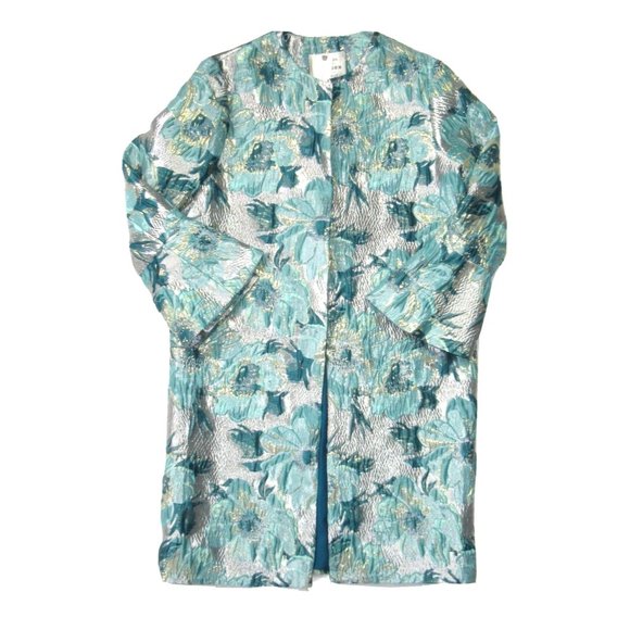 Seen Worn Kept Jackets & Blazers - NWT Anthropologie Seen Worn Kept Ornate Jacquard Coat In Blue Floral Motif 4